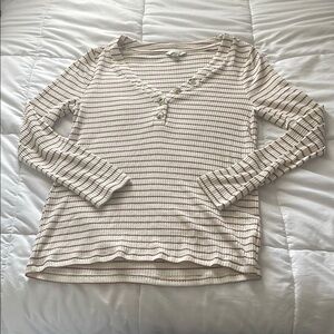 Striped Cream Long Sleeve Top